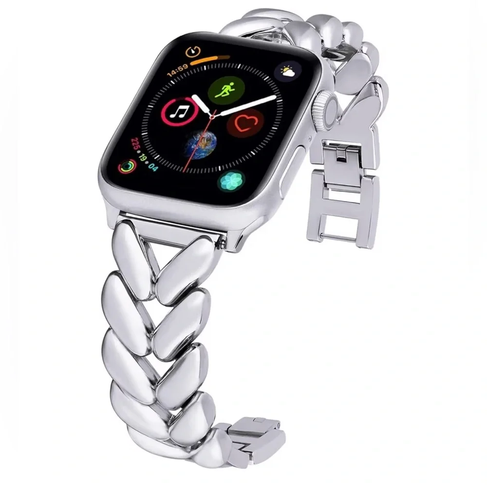 Jbh* New! Smart Watch Replacement Silver Links Band with 2 Link Pins